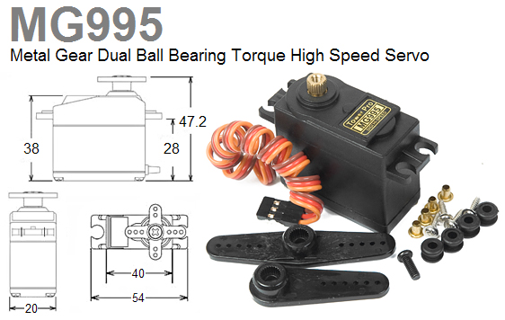 SERVO TOWERPRO MG995 ENGRENAGENS DE METAL 10.0kg/ / 17sec